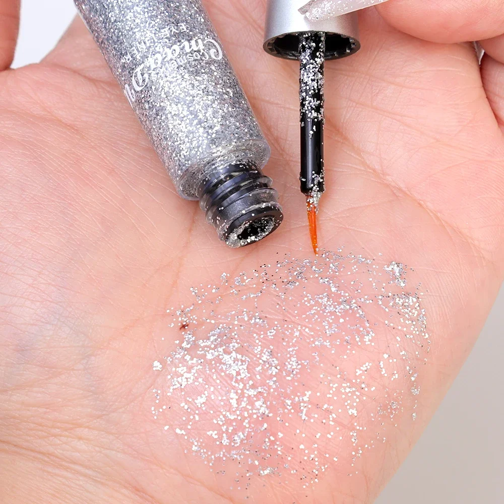 Diamentowe srebro błyszczący cień do powiek wodoodporny złoty kolor niebieski brokat cekiny Eyeliner cień do oczu koreańskie kosmetyki do makijażu