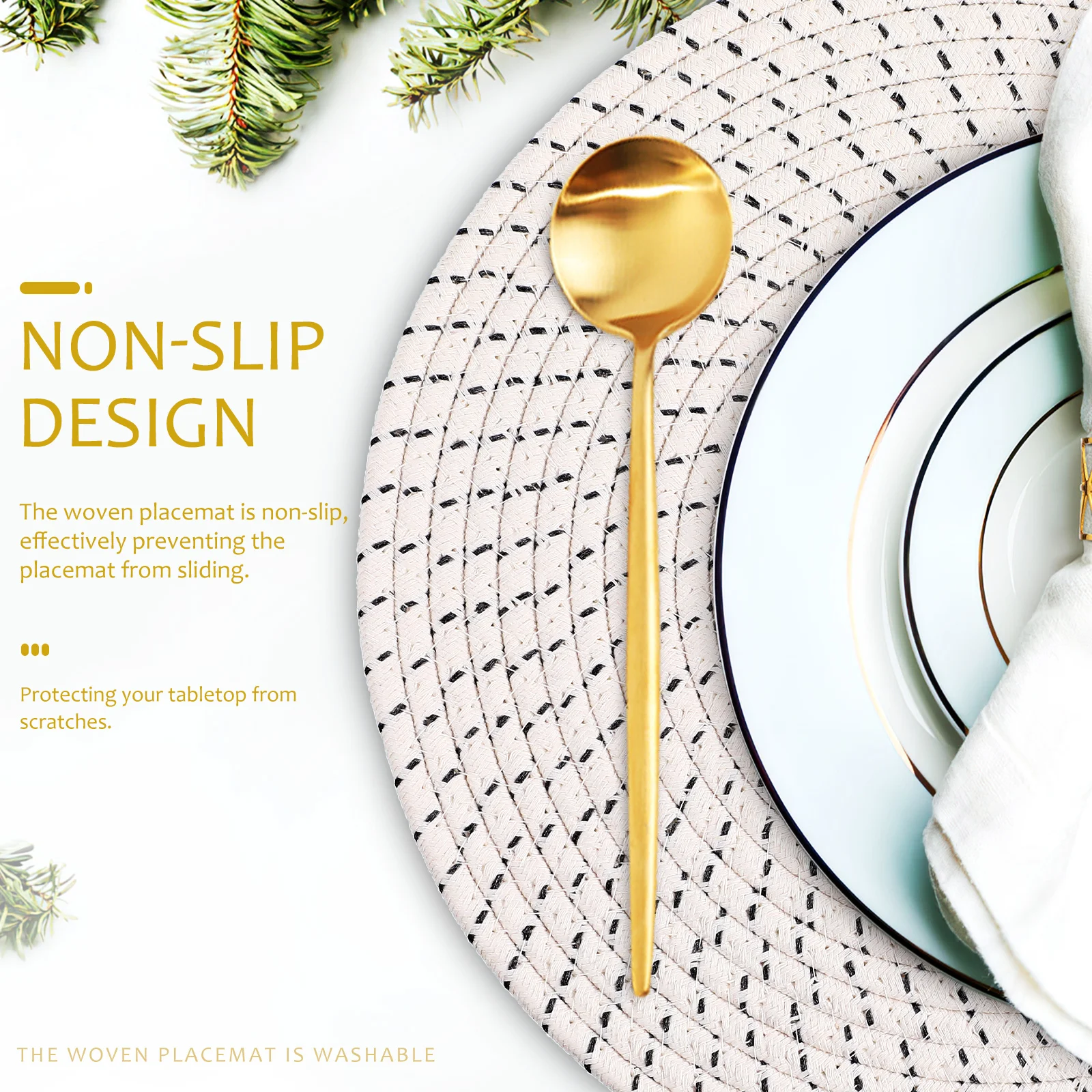 

4 Pcs Cotton Rope Placemats Round Woven Kitchen Pot Holders Non Slip Table Dining Decor Coasters Safe Materials Easy Clean