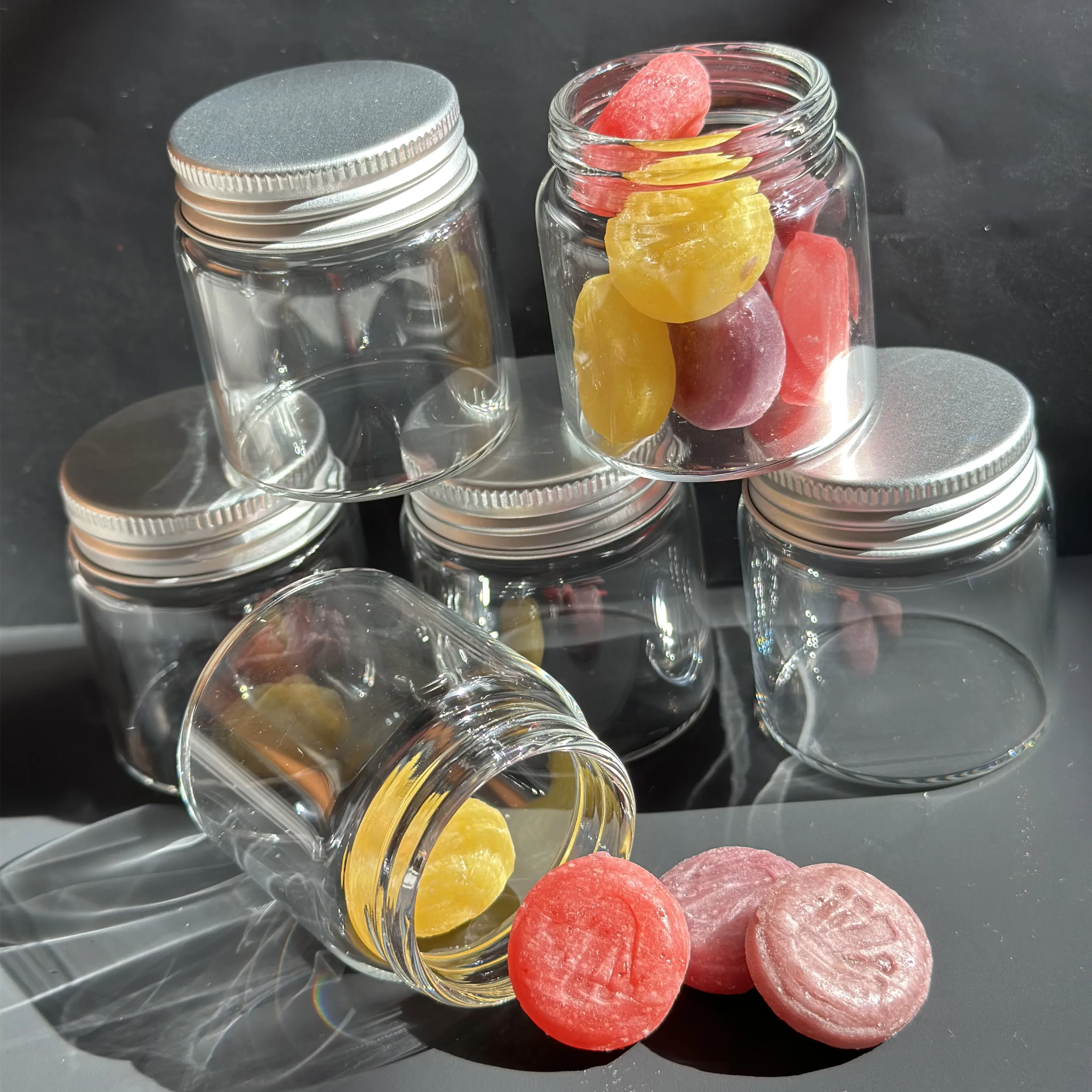 6/12/24 Pcs 50ml Glass Jars Glass Bottle Silver Screw Cap Tiny mini Spices Seed Containers Small Vial DIY Crafts Test tube