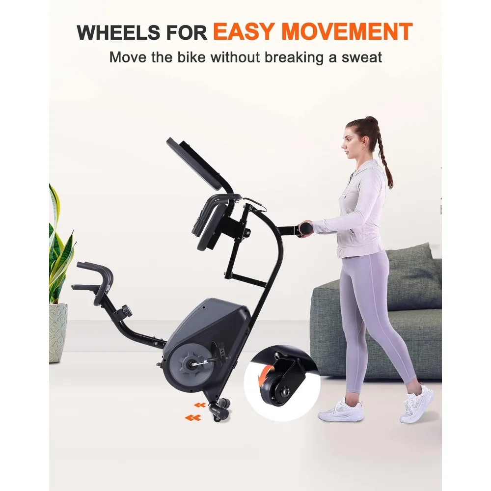 Recumbent Exercise Bike with Optional Bluetooth Connectivity, 16 Levels Magnetic Resistance and Pulse Rate Monitor for Seniors