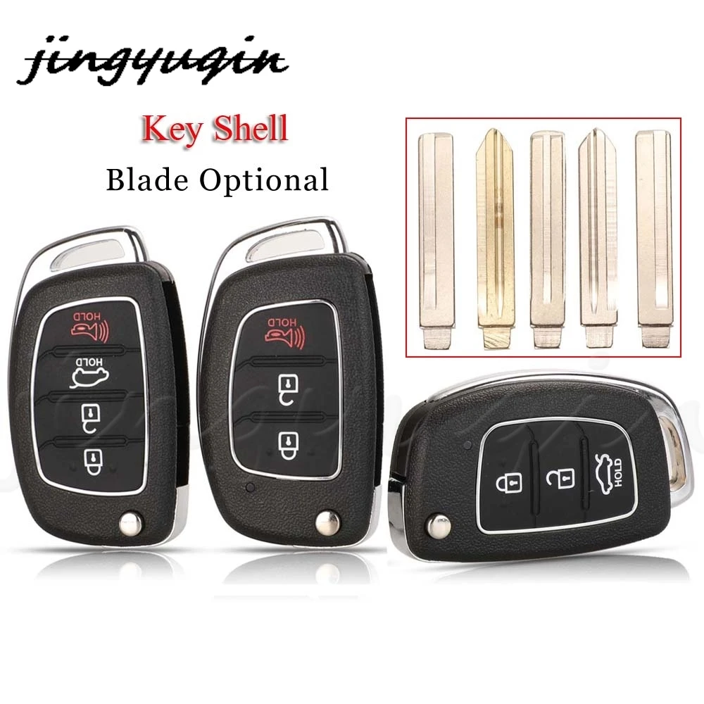 

jingyuqin 10pcs 3BTN Remote Car Key Case For Hyundai HB20 IX35 I45 SANTA FE Accent I40 I20 HY15/HY20/TOY40 Uncut Blade Fob Shell