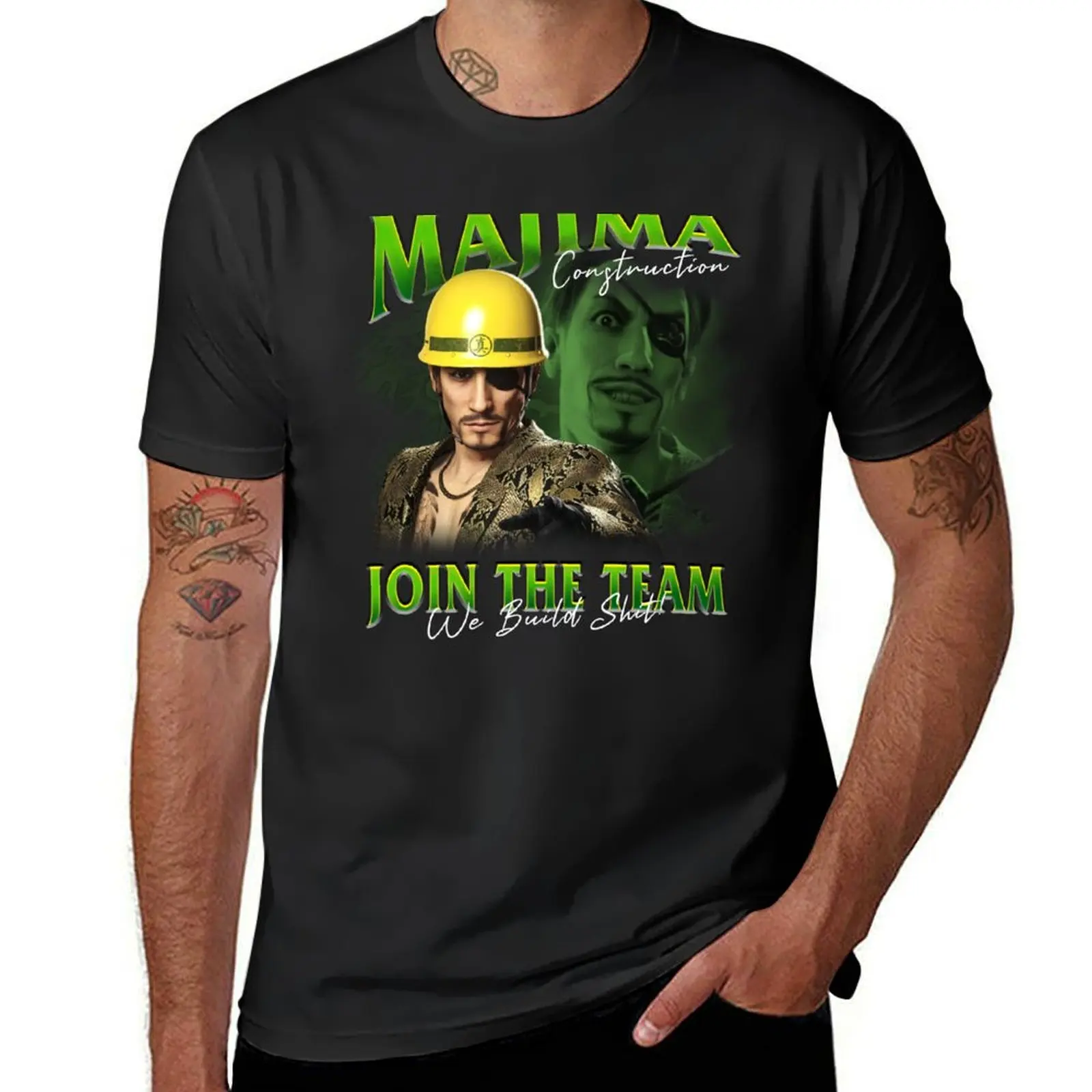 vintage majima construction - goro majima T-Shirt vintage clothes anime clothes plain fruit of the loom mens t shirts