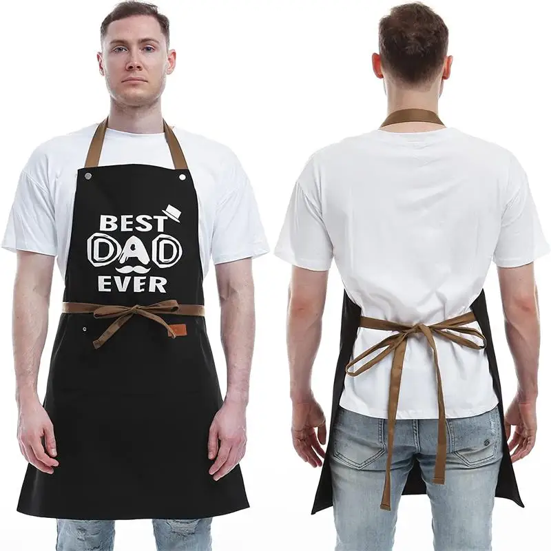 Fashion Interesting Printed Kitchen Apron Dad Father's Day Gift Man BBQ Cooking Chef Apron 3 Pockets Unique Birthday Gifts Apron