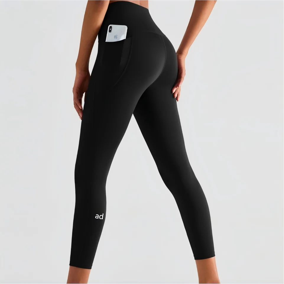 Waist tight pocket yoga pants with nude feel, high waist and hip lifting fitness pants, women's sports yoga pants