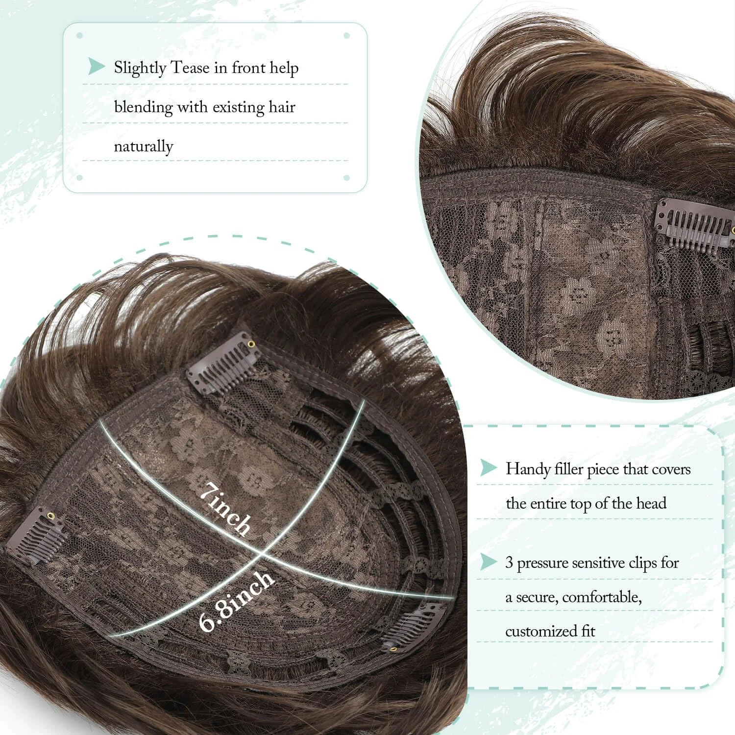Pixie Cut Hair Toppers for Women 6.8
