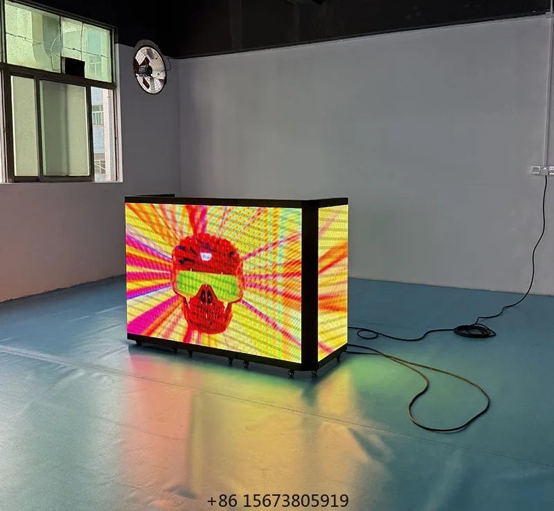 GOB-Protected Portable Foldable Dj Booth Stand Led Display 6-Folding Dj Table Booth Led Screen for Disco Stage Wedding view 3