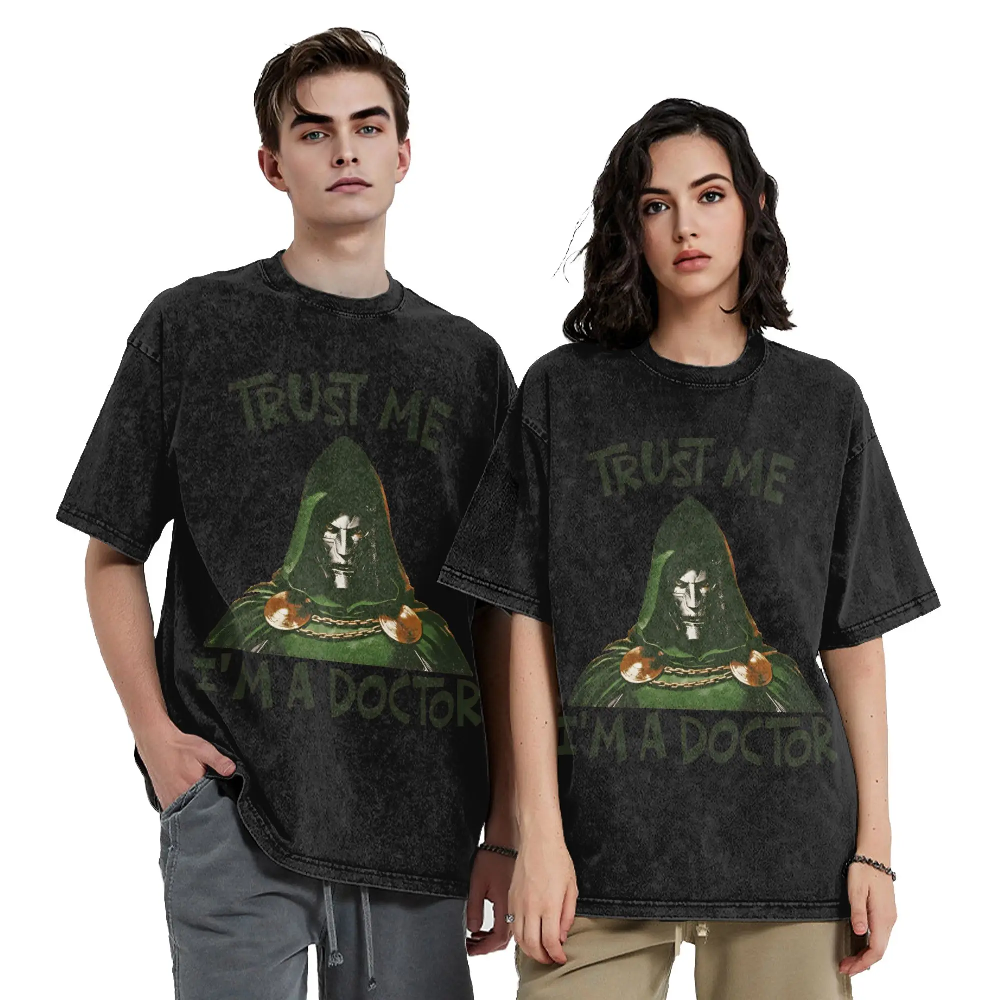 Dr Dooms Comics Trust Me I'm A Doctor Washed T Shirts Streetwear Novelty T-Shirts  Tees Tops Men Women Short Sleeve Summer