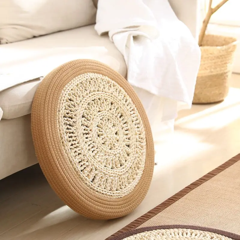 Linen Zabuton Cushion Tatami Floor Pouf for Meditation Zen Prayer Kneeler Natural Home Decor Non-Slip Floor Mat Pillow Multi-Use