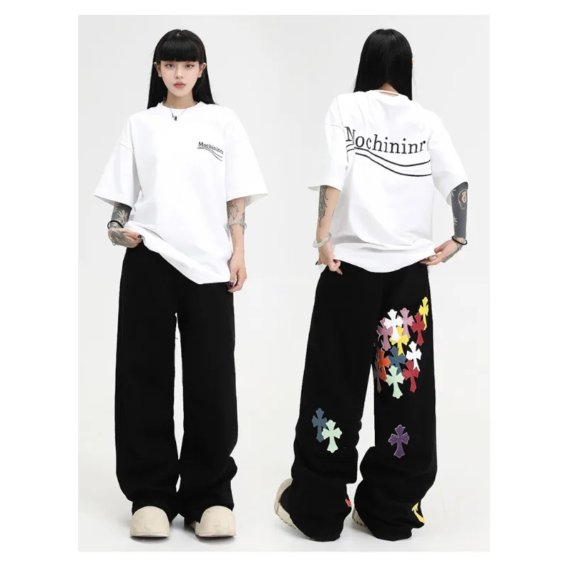 جديد شارع العليا الهيب هوب الصليب 3D مطبوعة سيقان طويلة الخريف فضفاضة التجفيف السريع السراويل المستقيمة العصرية