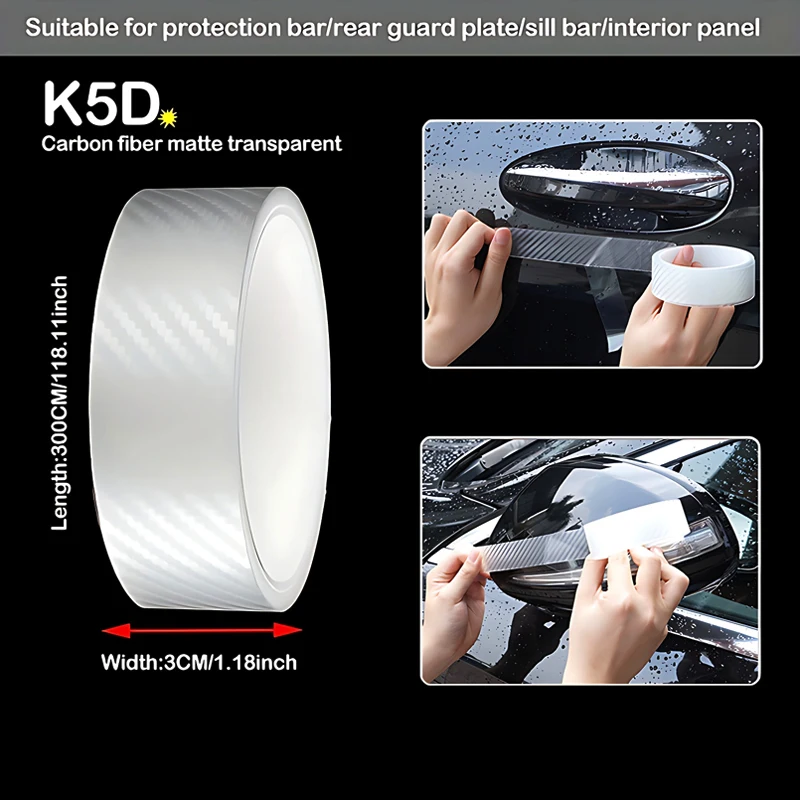 Hochwertige K5D Transparente Kohlefaser-Autotürschutzfolien Anti-Kratz-Band Auto-Kofferraum-Einstiegsleisten-Schutzfolie