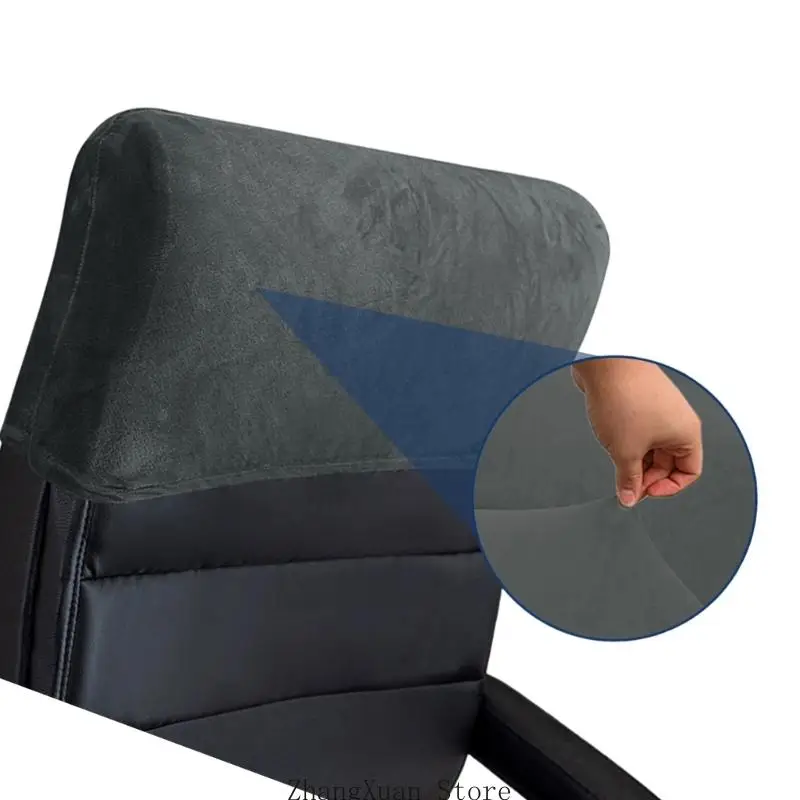 3XUF Bürostuhl-Kopfstützenbezug, weicher Plüsch-Stretch-Schonbezug für rechteckige Kopfstützen mit einer Breite von 40–50 für – Detail 7