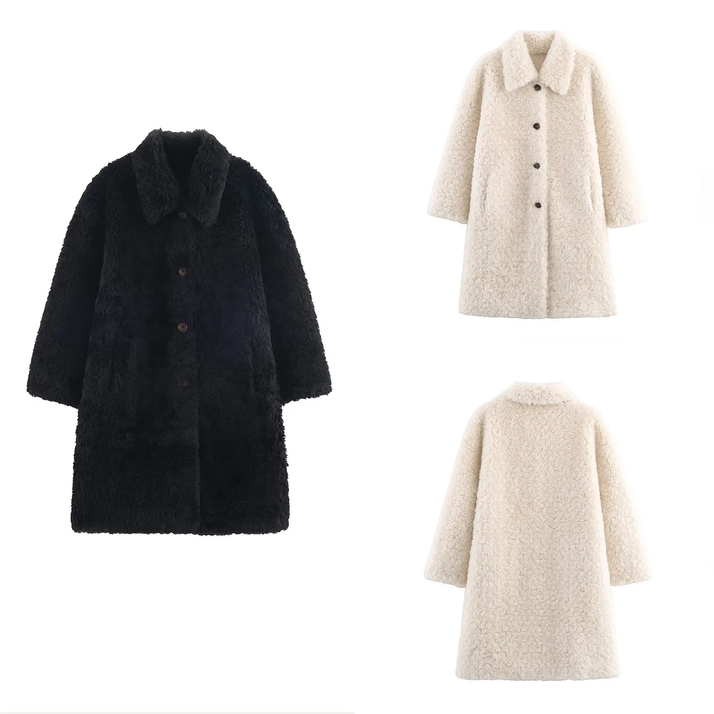 

Faionable Over-Knee Mid-Length Fur Coat Women's Spring Autumn New Sle Turn-down Collar Woolen Outerwear Z Brand