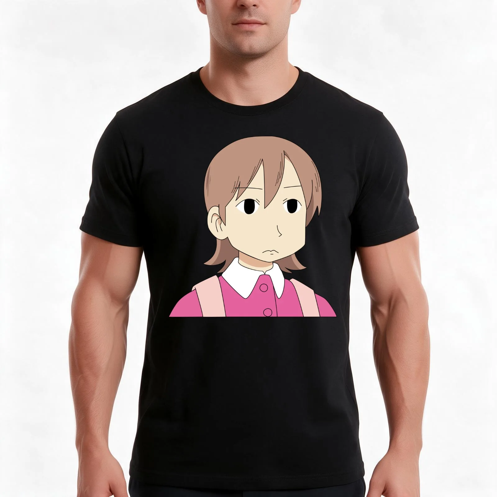 Aioi Disappointed Nichijou T-Shirt, Summer Casual Cotton Tee, Oversized Streetwear Tops, Vintage Graphic Print, Unisex Men Women