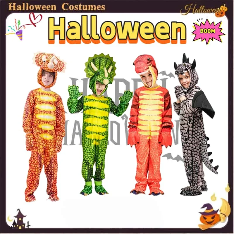 

Halloween Kids Dinosaur Performance Costumes, Makeup, Masquerade, Cosplay, Dinosaur Role-Playing Stage Party Outfits