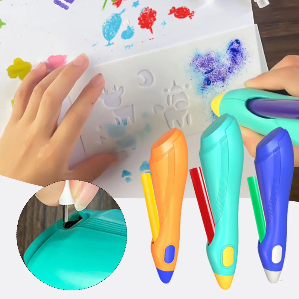 Children Electric Spray Pen Airbrush Set with 12 Markers 30pcs Model Sheets Inkjet Painting Brush for Kids DIY Painting Drawing