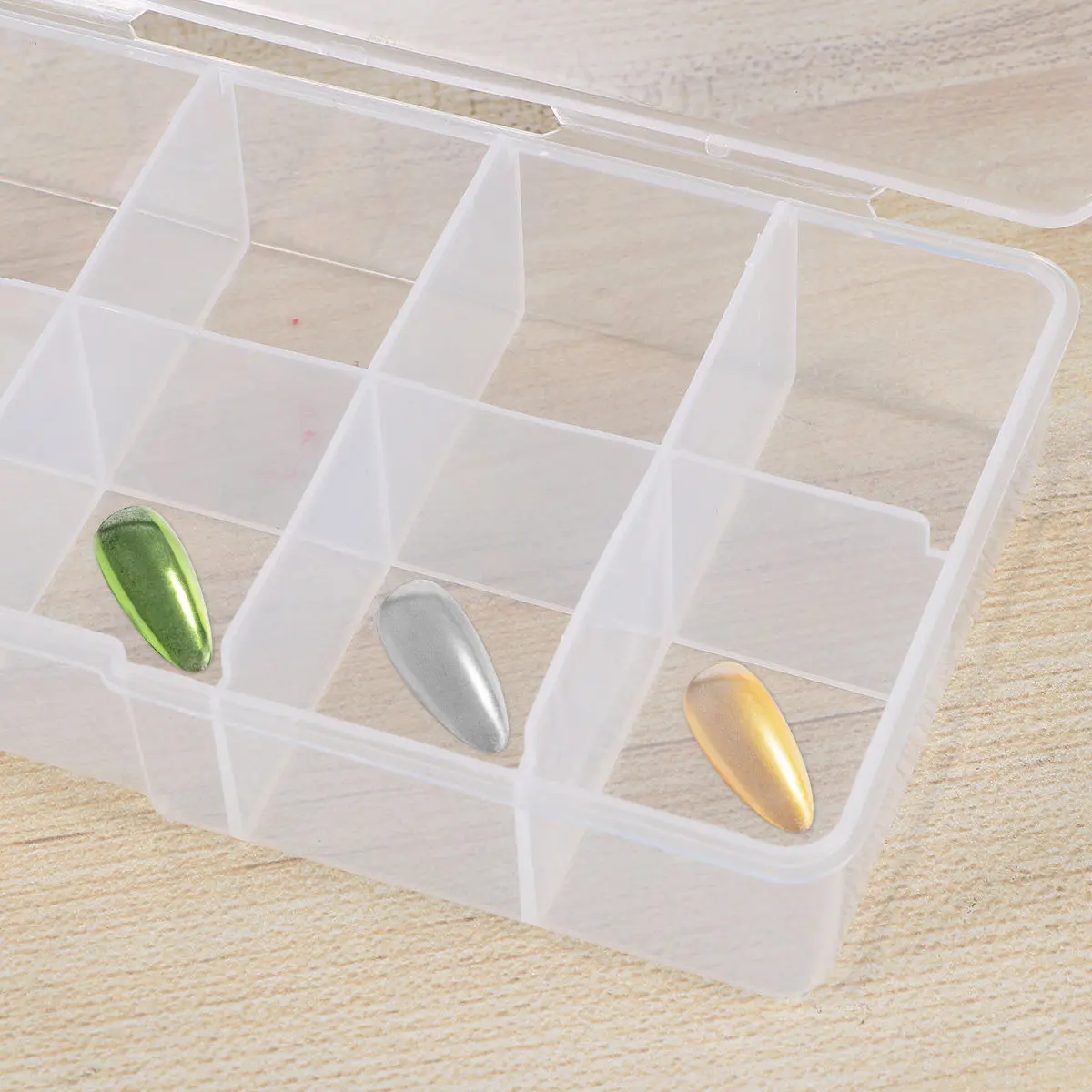 3Pcs Transparent Nail Art Supplies Storage Box Professional Fake Nail Piece Case with 10 Grids for Organizing Manicure Tools