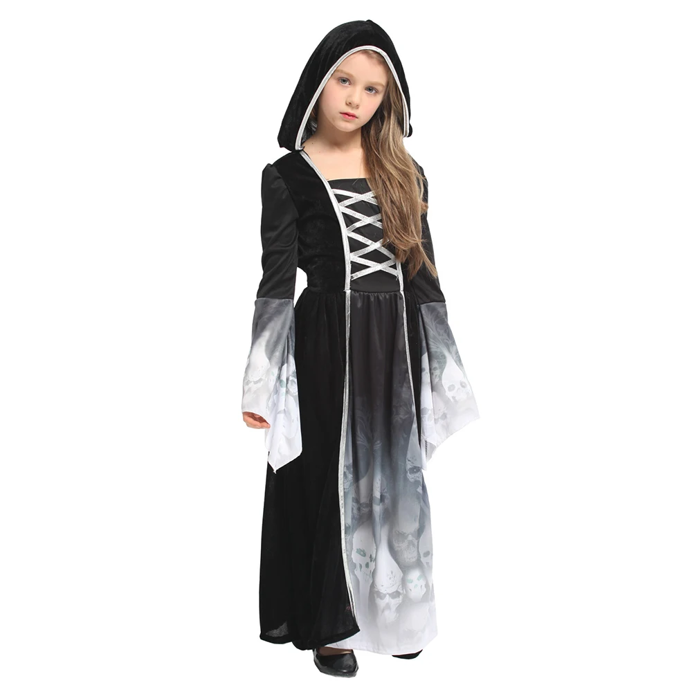 Umorden Del Partito di Halloween Del Cranio di Scheletro Costumi Bambini Bambino Spaventoso Mostro Demone Diavolo Fantasma Grim Reaper Costume per le Ragazze Dei Ragazzi