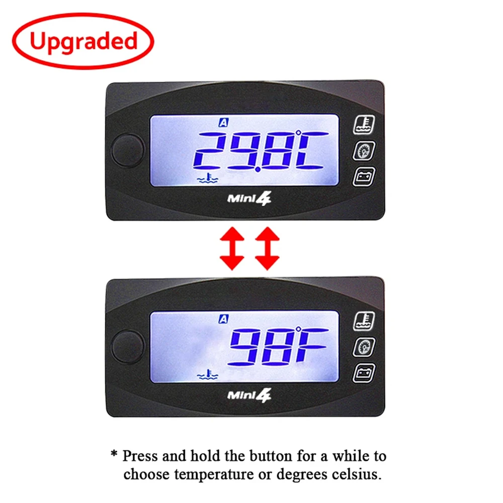 Motorrad 4-in-1 Digitalanzeige Zylindertemperaturmesser Drehzahlmesser Voltmeter Zeitanzeige Mini-LED-Monitor – Detail 7