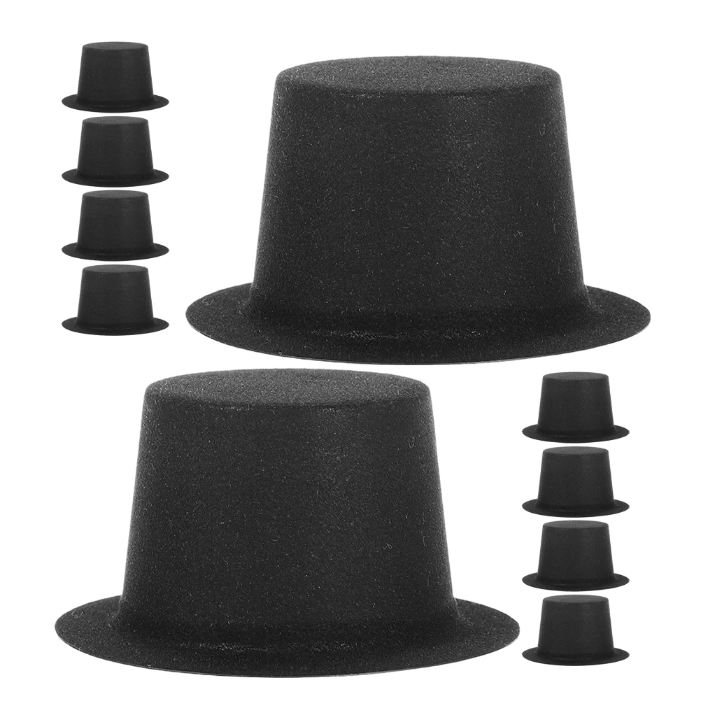 

50 Pcs Mini Hat Black Clown Felt Top Diy Pvc Flocking Christmas Making Supplies