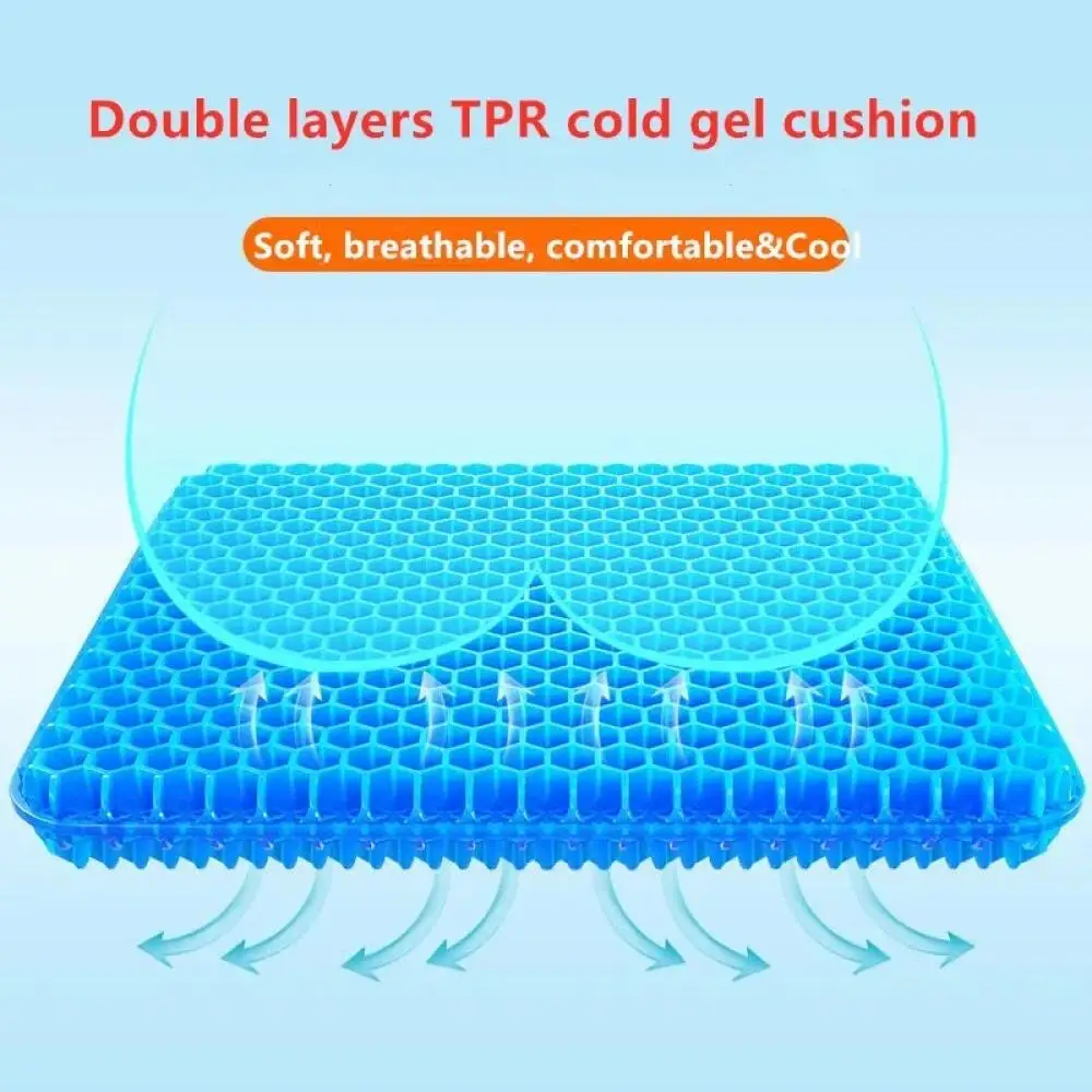 Summer Gel Cooling Seat Cushion Soft Ice Pad for Long Sitting Comfort Car Seat Office Chair Home Stool Buttock Support Pad