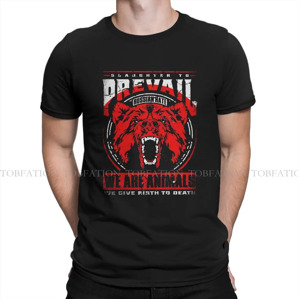 Slaughter To Prevail TShirt for Men Red Humor Summer Sweatshirts T Shirt High Quality Trendy Loose