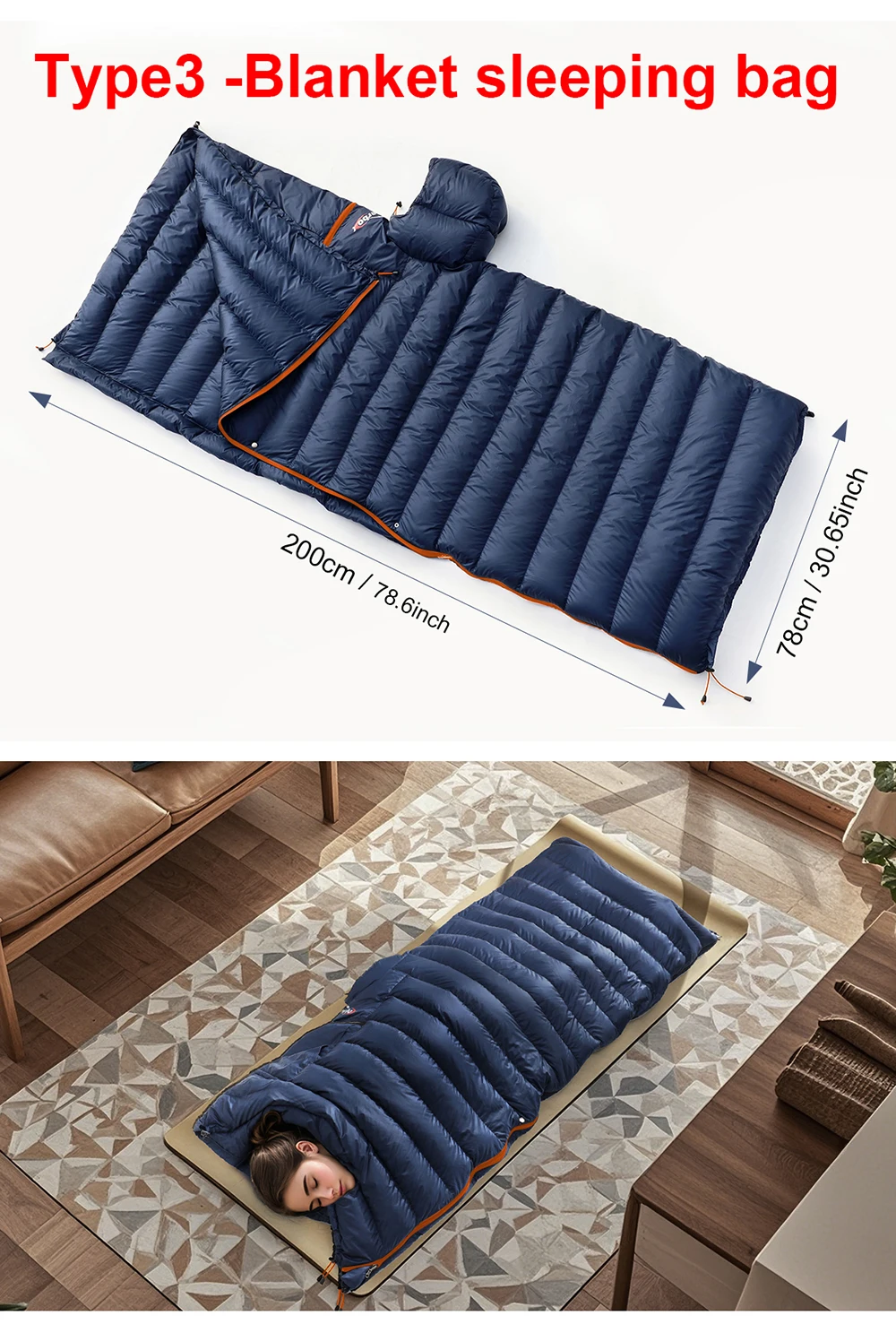 Kamperbox Winterschlafsack Poncho Winter Camping Poncho Winter Tragbarer Schlafsack Campingdecke PC600 – Detail 12