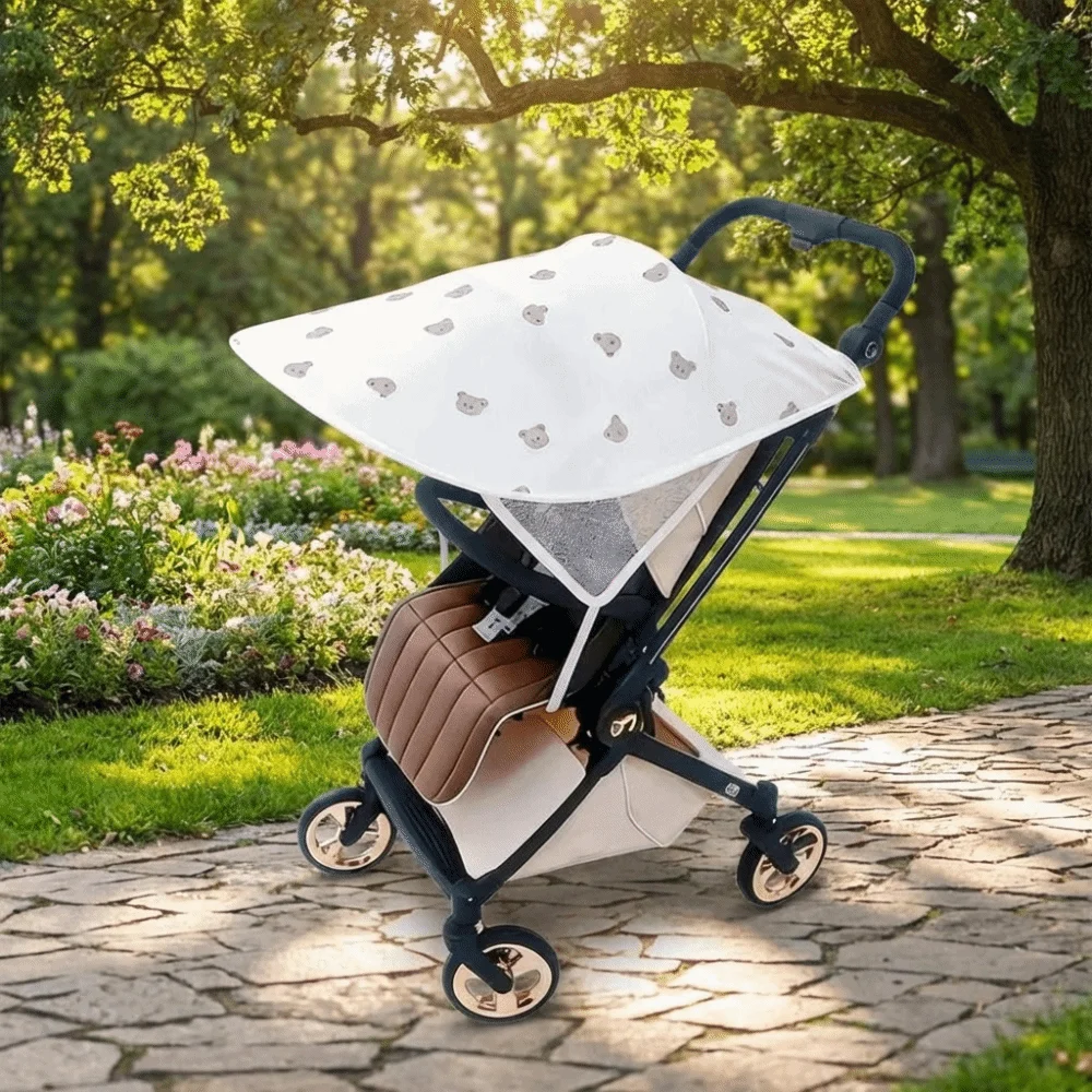 Extended Baby Stroller Sunshade Light Blocking Lightweight UV Resistant Canopy Adjustment Stretch Fabric Sun Blocker Cover