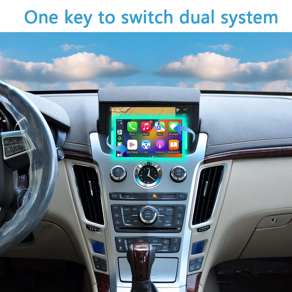 Cadillac Apple CarPlay для CTS SRX 2009-2012, модернизированное беспроводное Android Auto Plug & Play, добавление камеры заднего вида, зеркало для iPhone