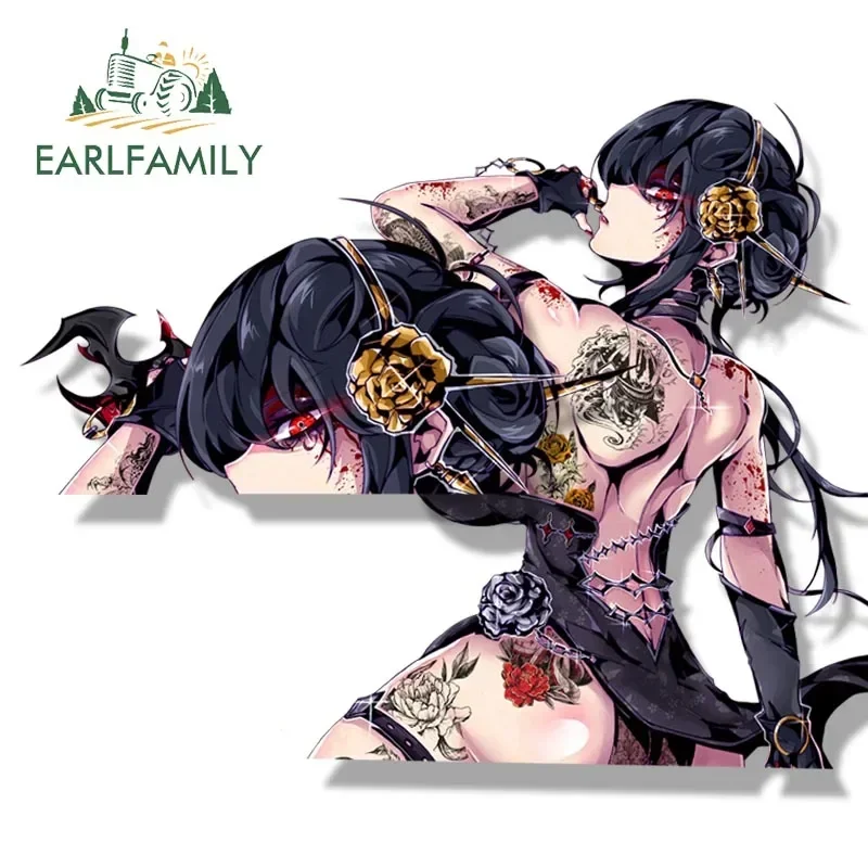 EARLFAMILY Gothic Yor Forger Fanart Car Sticker Anime Sketch Waifu Decal JDM Cartoon Peeker Killer Sticker Car Wrap