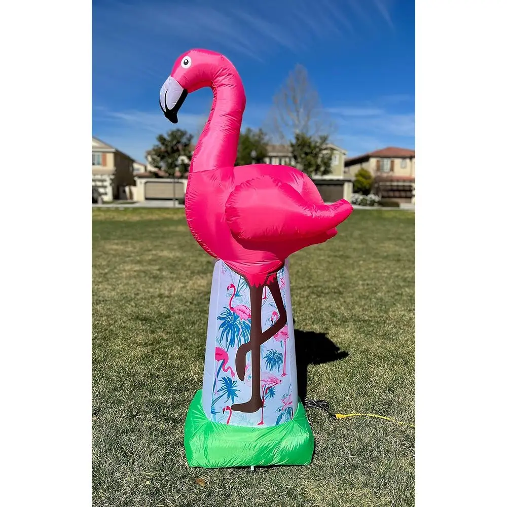 

Надувной розовый фламинго высотой 6 футов с предустановленной светодиодной подсветкой для летних вечеринок, украшение для улицы, двора, газона, дома, праздничный декор