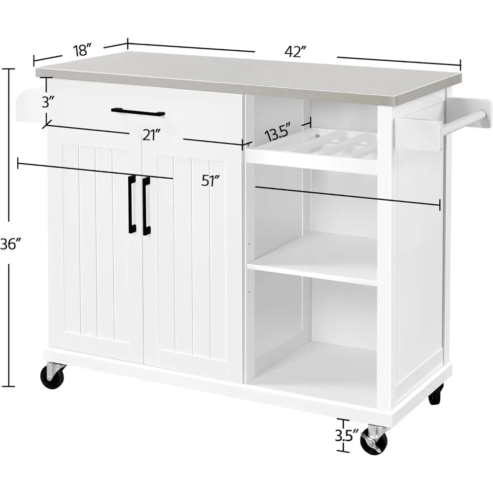 المطبخ جزيرة عربة الفولاذ المقاوم للصدأ العلوي المتداول خزانة درج النبيذ الرف رف توابل S #4