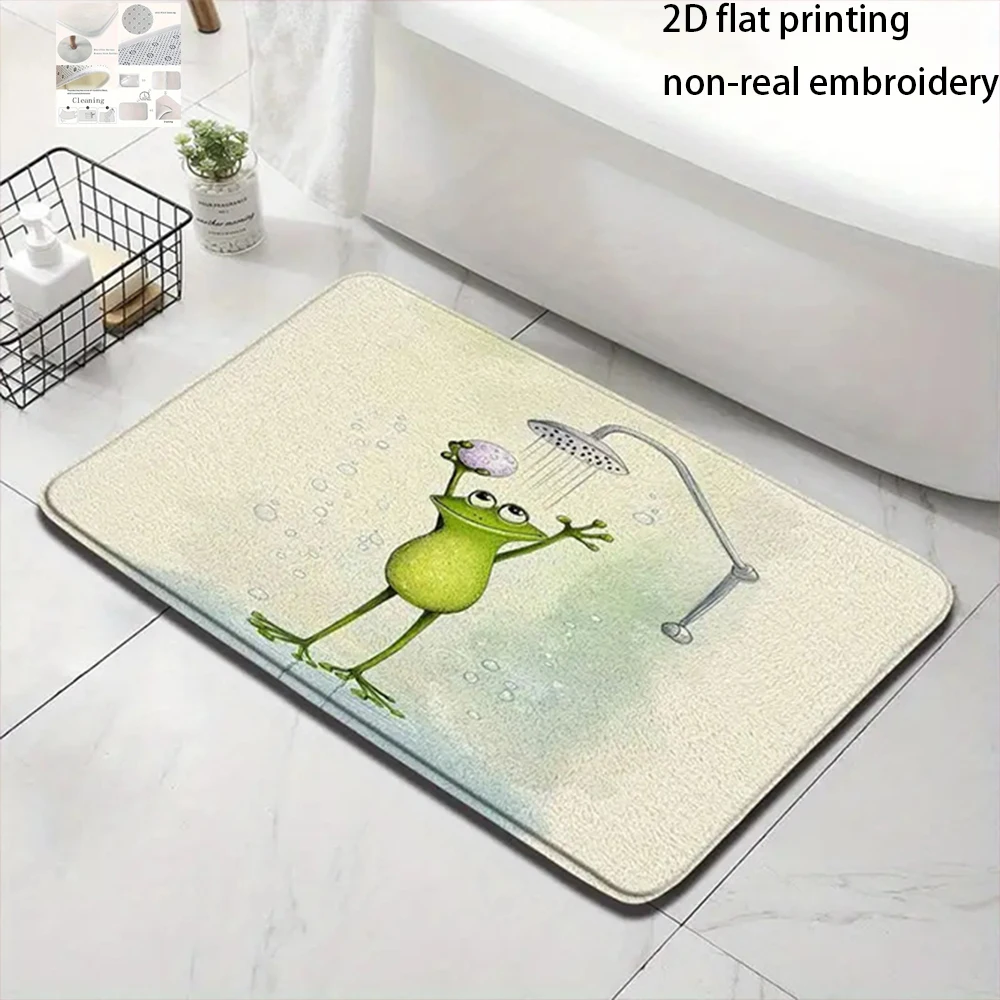 2D Flat-1pc Cute Frog Shower Mat , Suitable for bedroom bathroom, entrance door mat.