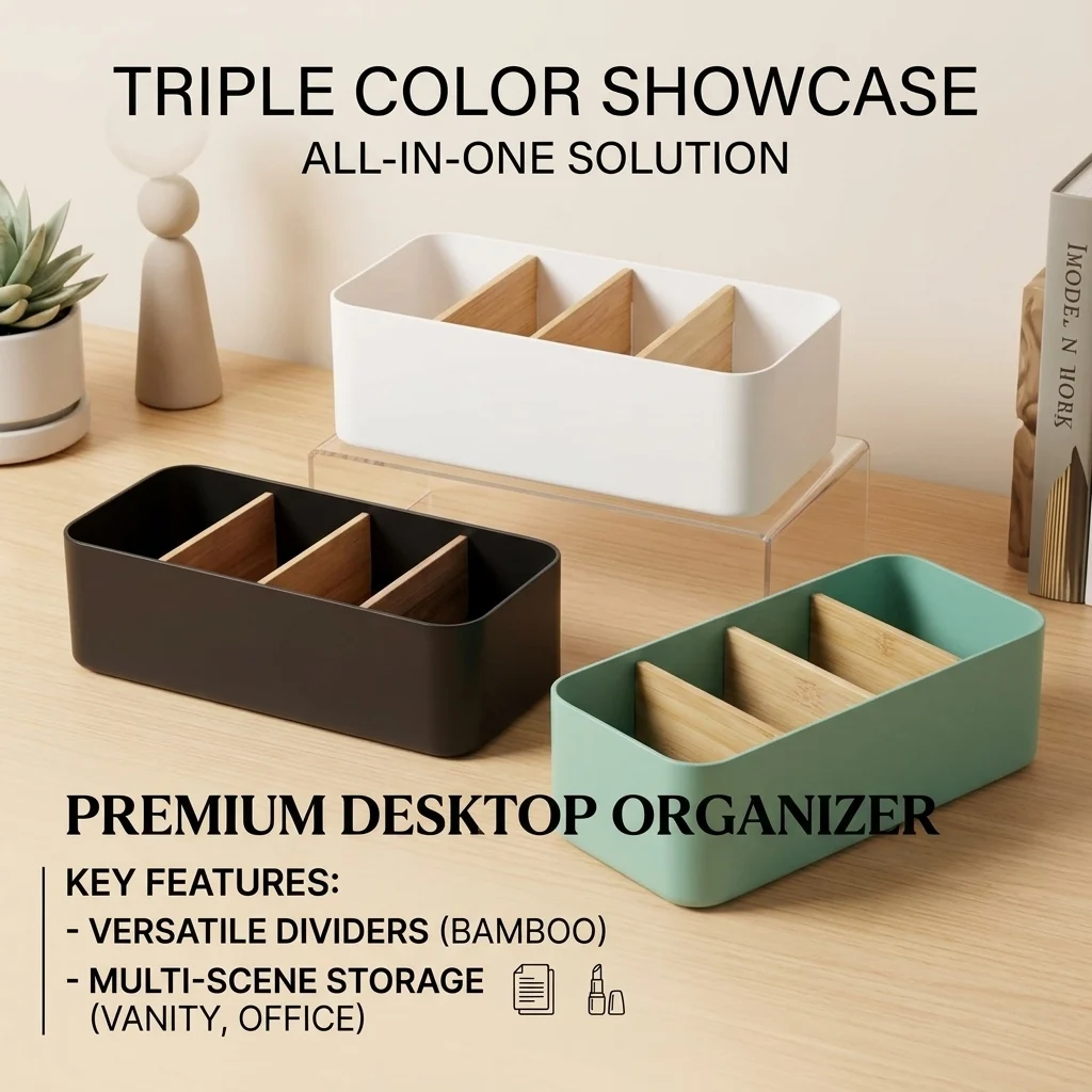 Desktop Storage Box, Bamboo And Wood Cosmetics Storage Basket, Remote Control Panel Storage Box, Miscellaneous Storage Basket