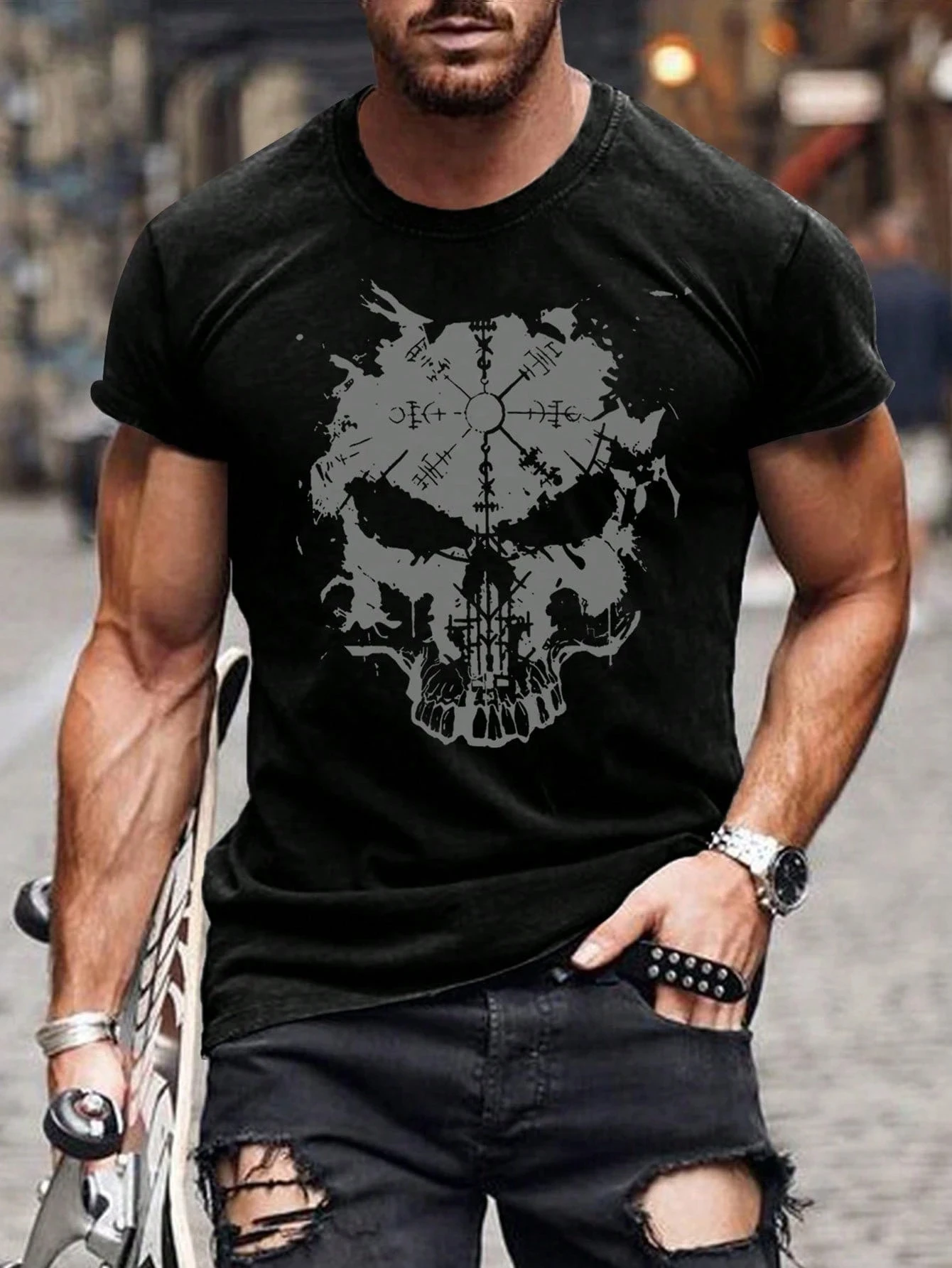 تي شيرت رجالي مطبوع عليه شخصية بأكمام قصيرة تي شيرت سباق مريح ومسامي أنيق للصيف ملابس رجالية harajuku #5