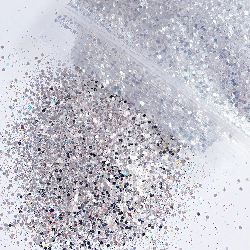 (500g) Ultra Sparkle Nail Glitter Gemengde Pailletten Iriserende Hoogtepunt Zilver Knipperende Losse Hexagon Paillette Zeemeermin Vlokken BZY