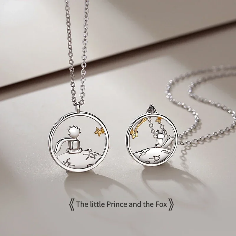 Versatile Couple 925 Silver Prince Little Fox Pendant Personalized Lover Necklace Valentine's Day Anniversary Gift Jewlry