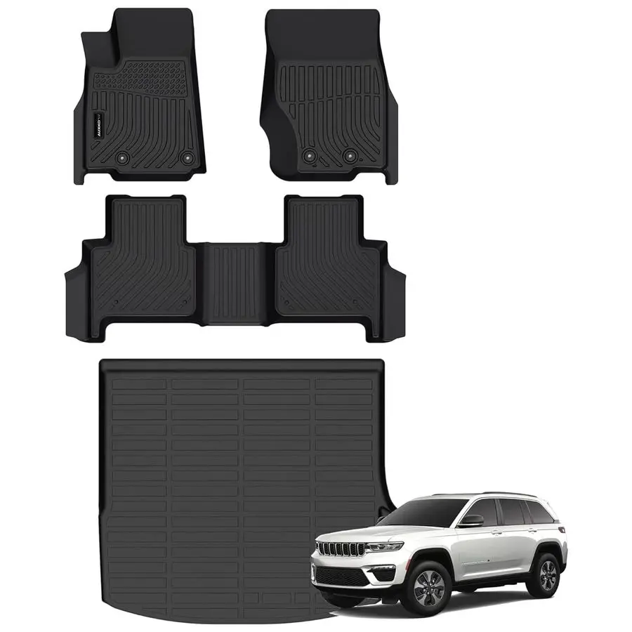 

Weather Floor Mats Cargo Mat Fit for Jeep Grand CherokeeWL Include 4xe, Not WK2 or WL75 20222025 5 Seat Only TPE Rubber Liners A