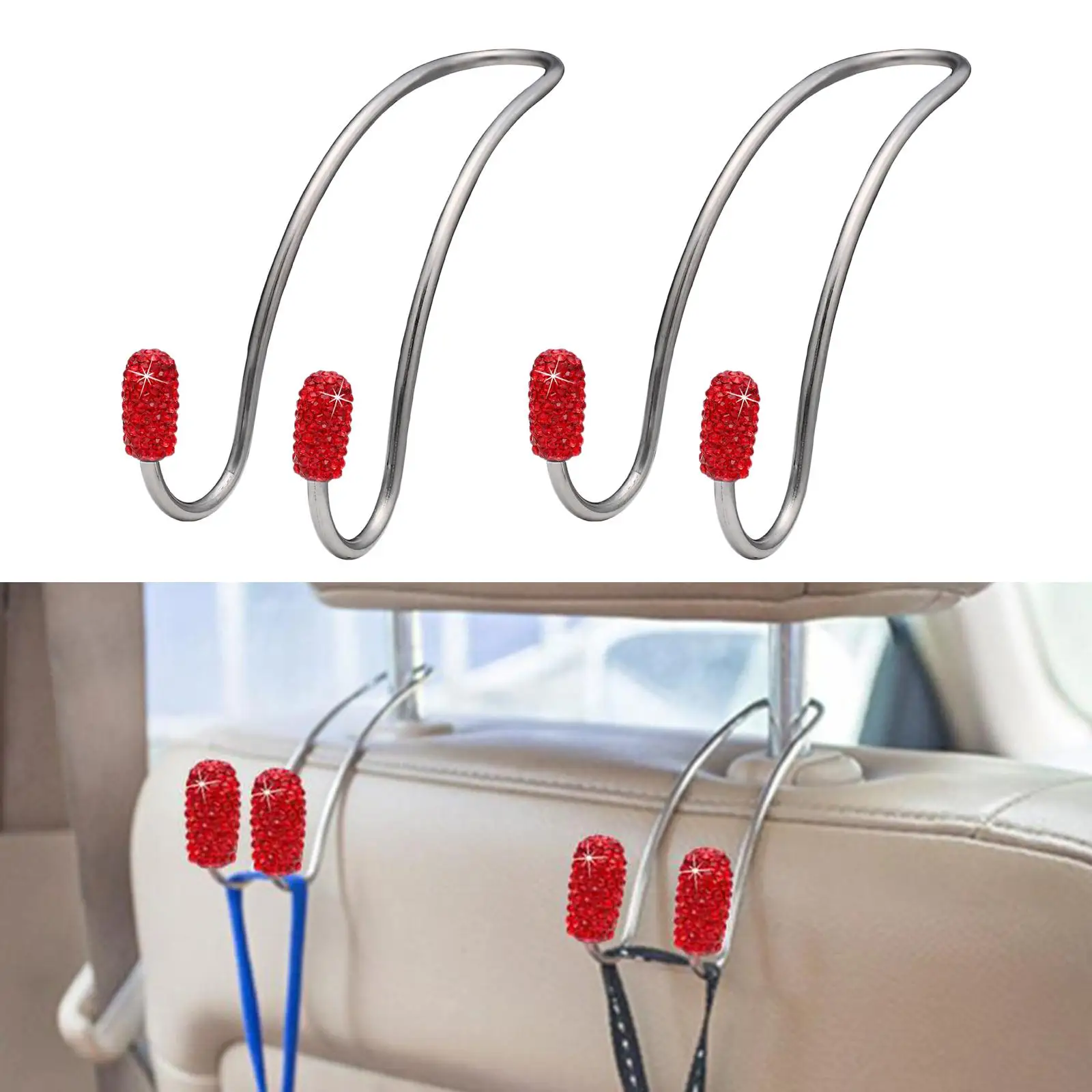 2 Packs Auto Hooks Car Hangers Organizer Seat Headrest Hooks Hanger Storage Universal for Vehicle