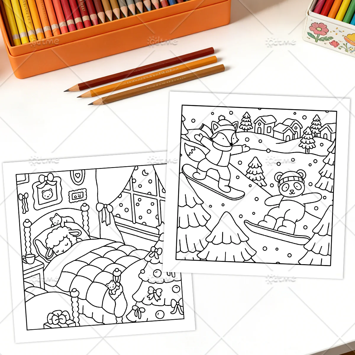 VIER JAHRESZEITEN Malbuch für Erwachsene mit niedlichen, gemütlichen täglichen Aktivitäten zur Entspannung (Cozy Spaces Coloring) – Detail 6