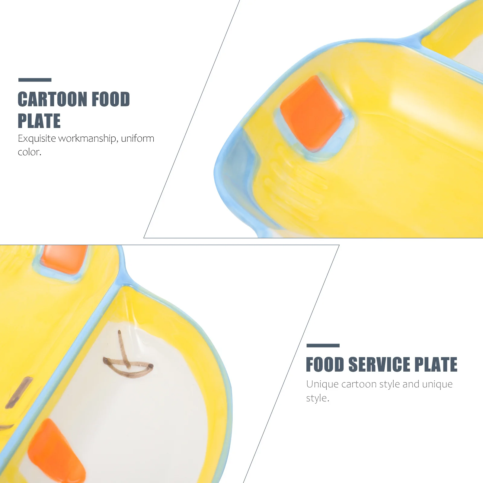 

1Pcs Fine Workmanship Cartoon Plate Attractive Design Easy to Use Kids Meal Plate Ceramic Food Dish Adorable Dish