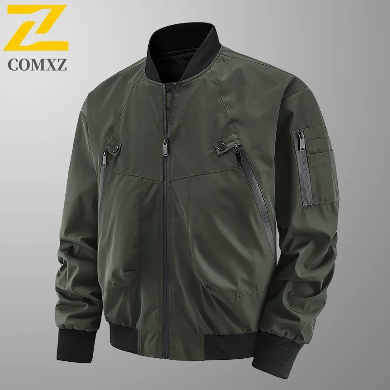 

COMXZ Autumn Men New Streetwear Handsome Slim Fit Casual Baseball Collar Windproof Waterproof Workwear Youth Jacket Work Jacket