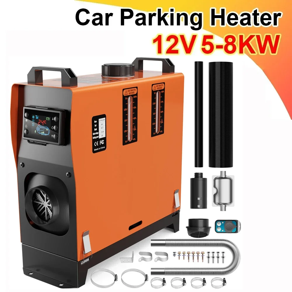 Car Diesel Heater 12V 5/8KW All in One Unit Car Heating Tool Diesel Air Heater Parking Heater LCD Monitor Parking Warmer