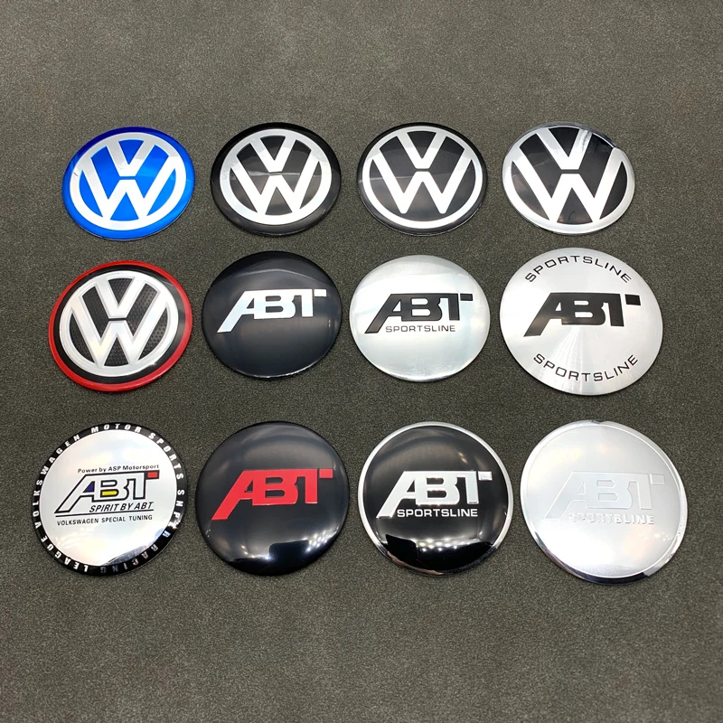 ABT Emblem Car Wheel Center Hub Cap Stickers Accessories For Volkswagen VW GTI Rline Polo Golf MK8 Touareg Passat Magotan Tiguan