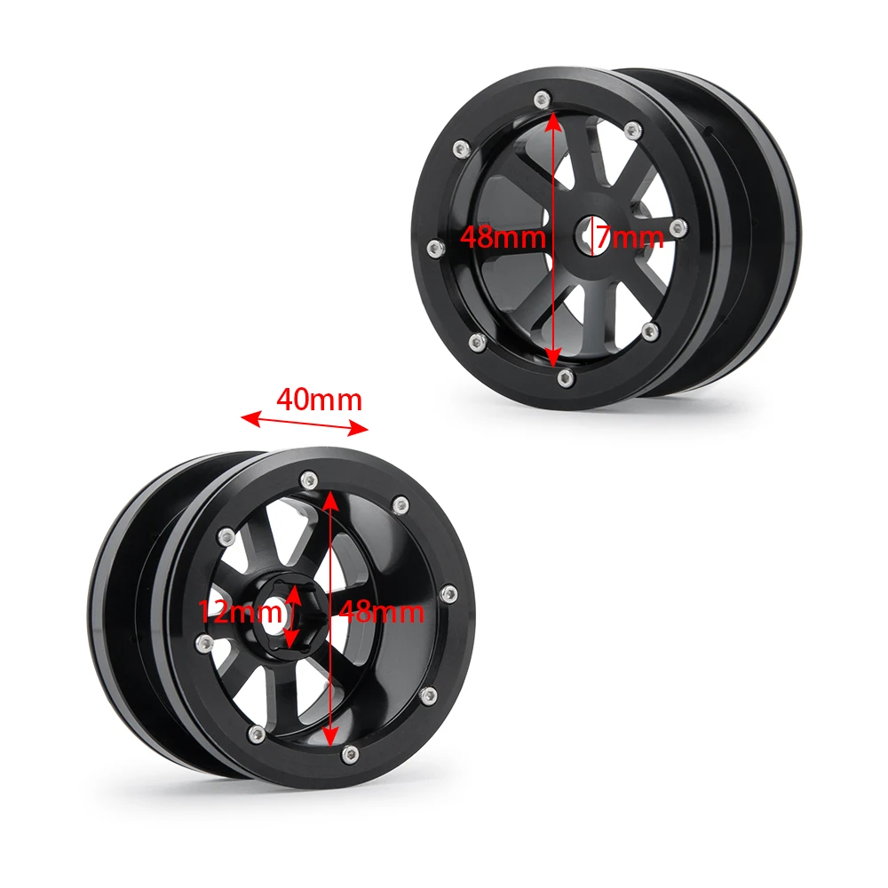 AXSPEED Aluminum Alloy 2.2inch Wheel Hub Beadlock Wheels Rims for 1/10 Axial Wraith SCX10 RBX10 TRX6 Redcat Hammer Rey 4WD Parts