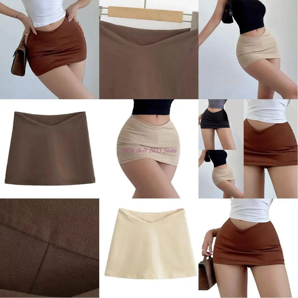 

49ME Women Summer Short Skirt Low V Waist Bodycon Mini Skirt Fashion Pencil Skirt
