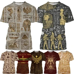 Ancient Egyptian Text 3d Printing T-shirt Pharaoh's Eye Egyptian Mural Creative Casual Short-sleeved Tshirt Tees Mens Clothes