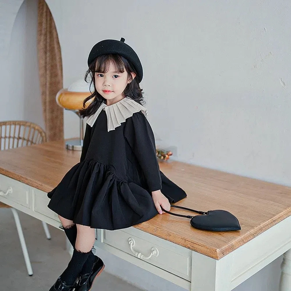 2023 Spring Toddler Kids Outfits Girls 2PCS Clothes Sets Children Girl Long Sleeve Dress + Shirt Tops Girls Princess Dress 4 6 8