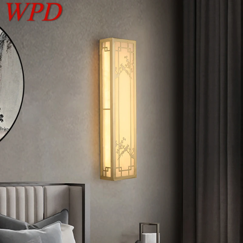 

WPD Brass Wall Light LED Modern Luxury Marble Sconces Fixture Indoor Decor for Home Bedroom Living Room Corridor