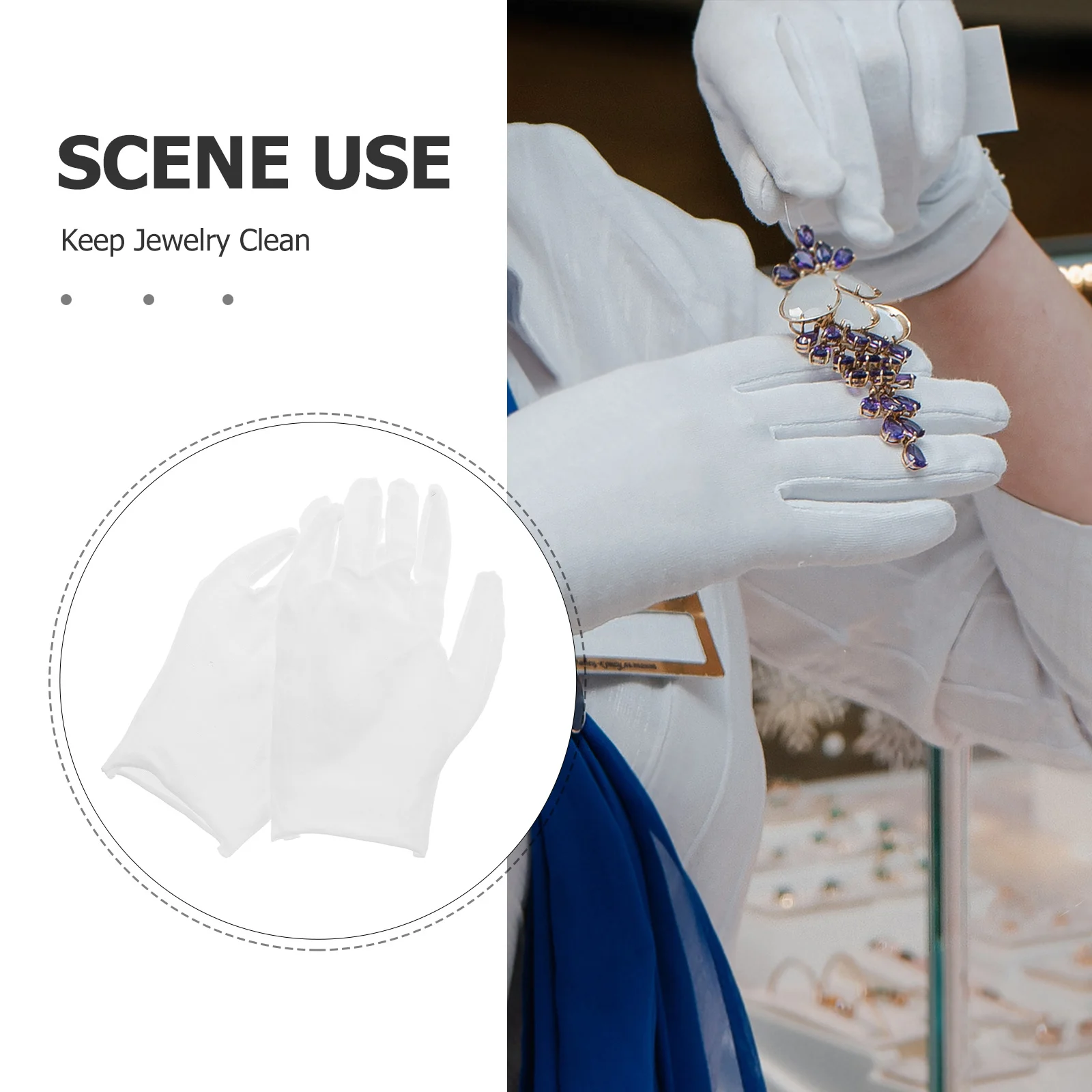 1 قطعة قفازات حماية المجوهرات القطن الأبيض قابلة لإعادة الاستخدام للتعامل مع العملات المعدنية فحص البستنة عرض أداة الصيانة