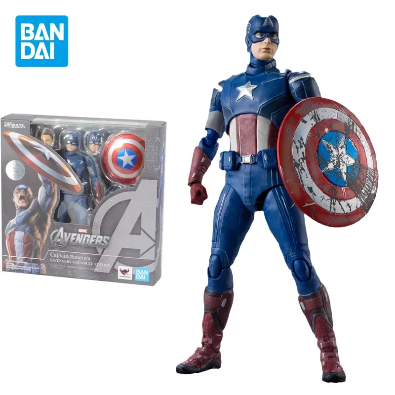 In Stock Original Bandai SHFiguarts Marvel's The Avengers Movie Captain America  Action Figure Model Toys Collectible Doll Gifts